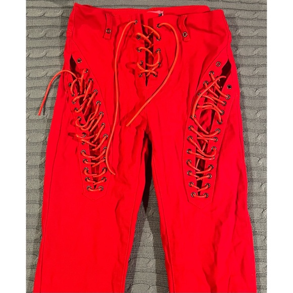 EDIKTED Bright Red Wide Leg Pants 
- S - Picture 3 of 9